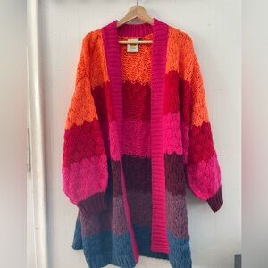 Farm Rio multicolor open front cardigan sweater